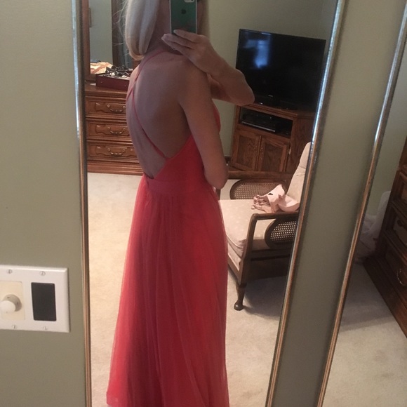 Coral evening dress - Picture 7 of 8